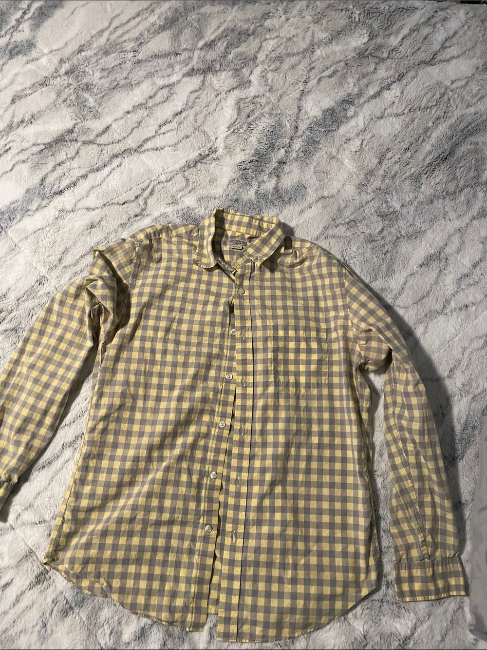 J. Crew Yellow and Gray Gingham Button-Down Shirt